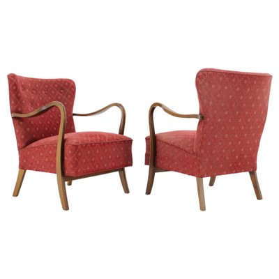 Danish Low Back Easy Chairs by Alfred Christensen, 1940s, Set of 2-TZ-1448500