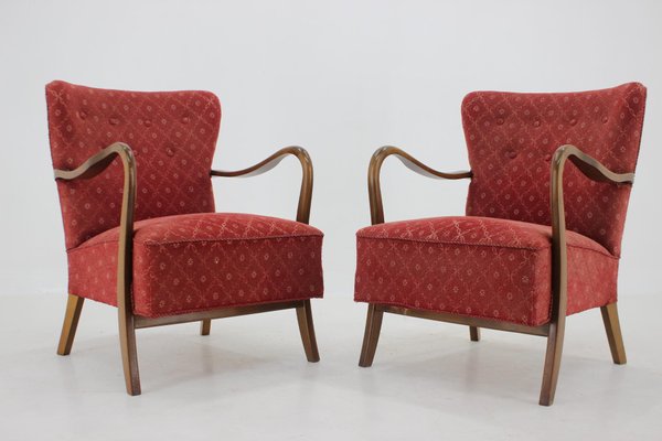 Danish Low Back Easy Chairs by Alfred Christensen, 1940s, Set of 2-TZ-1448500