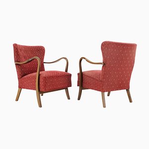 Danish Low Back Easy Chairs by Alfred Christensen, 1940s, Set of 2-TZ-1448500