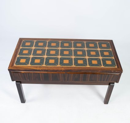 Danish Low Chest in Rosewood with Tiles, 1960s-UY-952735