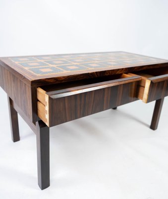 Danish Low Chest in Rosewood with Tiles, 1960s-UY-952735