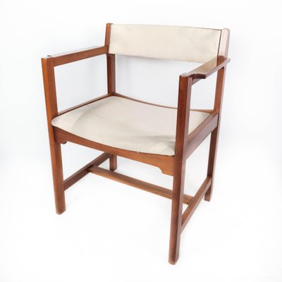 Danish Mahogany and Light Fabric Armchair from Søborg, 1960s-UY-1000668