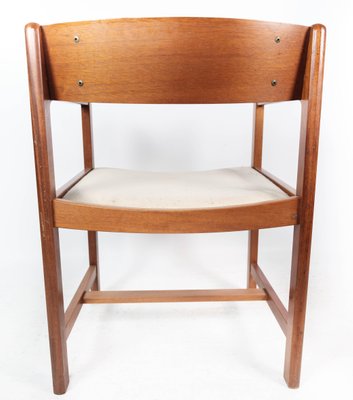 Danish Mahogany and Light Fabric Armchair from Søborg, 1960s-UY-1000668