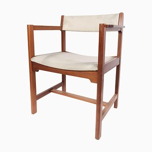 Danish Mahogany and Light Fabric Armchair from Søborg, 1960s-UY-1000668