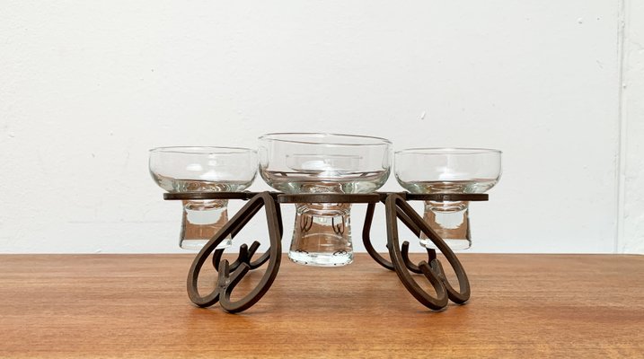 Danish Metal and Glass Candleholder, 1960s-UAH-1425366