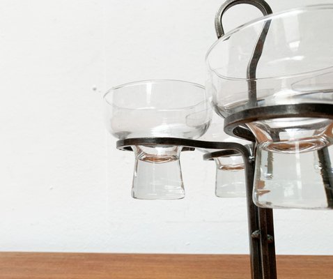 Danish Metal and Glass Candleholder, 1960s-UAH-1436253