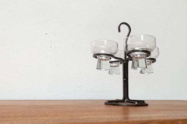 Danish Metal and Glass Candleholder, 1960s-UAH-1436253