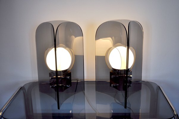 Danish Methacrylate & Wood Table Lamps, 1950s, Set of 2-EJE-885054