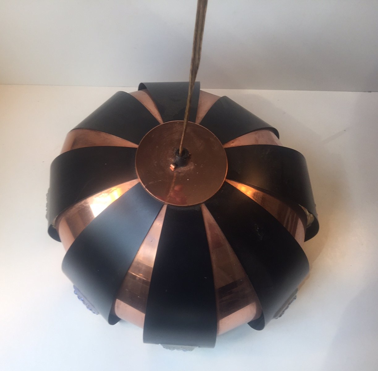 Danish Mid-Century Copper Pendant by Werner Schou for Coronell, 1960s