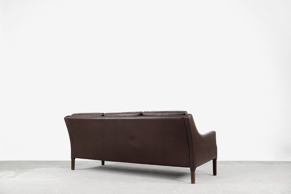 Danish Mid-Century Modern 3-Seater Chocolate Leather Sofa, 1960s-ZAA-1268381