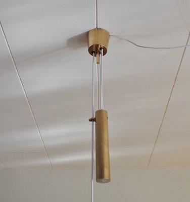 Danish Mid-Century Modern Brass Counterweight Pendant in the Style of Paavo Tynell, 1950s-HPQ-1182883