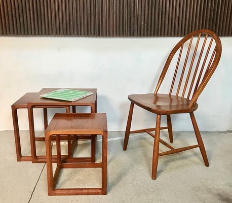 Danish Minimalist Cube Teak Nesting Tables by Aksel Kjersgaard 1960s, Set of 3-JP-776536