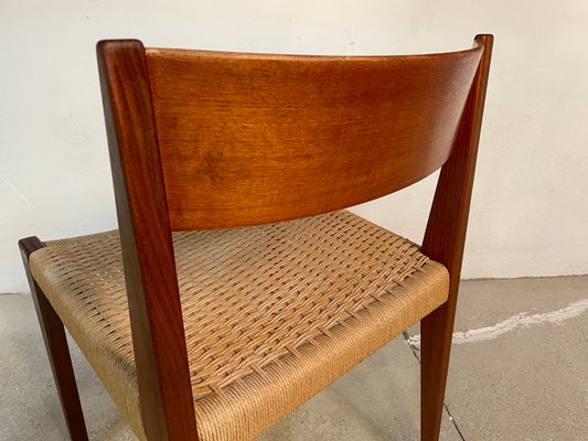 Danish Minimalist Model Pia Teak Dining Chairs with Paper Cord Seats by Poul Cadovius for Royal Persiennen, 1958, Set of 2-JP-1084346