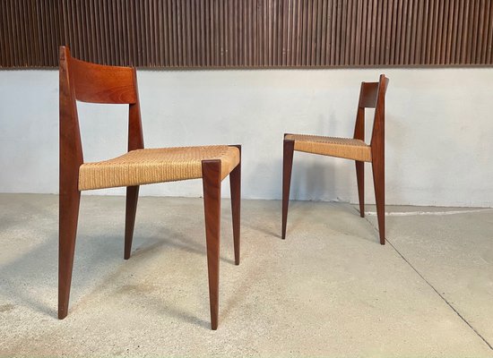 Danish Minimalist Model Pia Teak Dining Chairs with Paper Cord Seats by Poul Cadovius for Royal Persiennen, 1958, Set of 2-JP-1084346