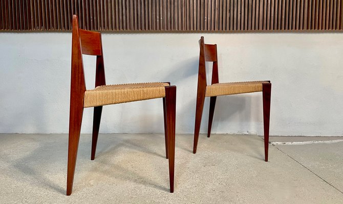 Danish Minimalist Model Pia Teak Dining Chairs with Paper Cord Seats by Poul Cadovius for Royal Persiennen, 1958, Set of 2-JP-1084346