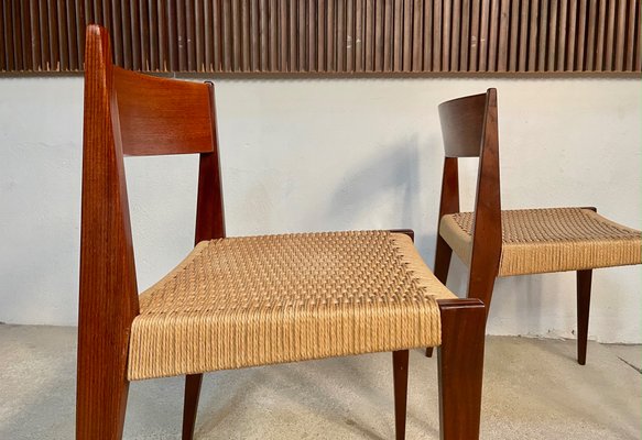 Danish Minimalist Model Pia Teak Dining Chairs with Paper Cord Seats by Poul Cadovius for Royal Persiennen, 1958, Set of 2-JP-1084346