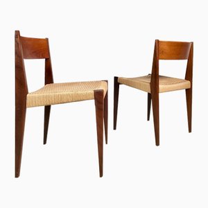 Danish Minimalist Model Pia Teak Dining Chairs with Paper Cord Seats by Poul Cadovius for Royal Persiennen, 1958, Set of 2-JP-1084346