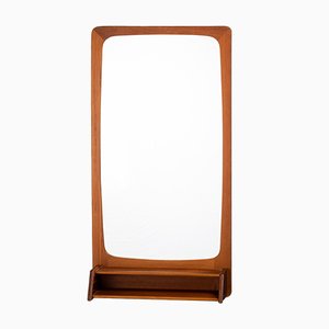 Danish Mirror with Teak Frame and Shelf, 1960s-ZGQ-930731