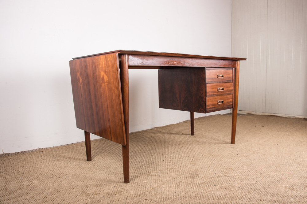 Danish Model 0S 51 Rosewood Desk with Extension and Floating Box by Arne Vodder for Sigh & Son, 1960s