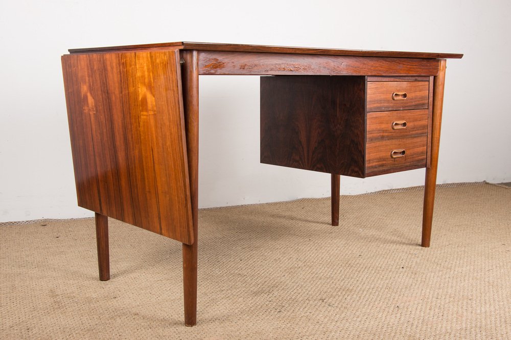 Danish Model 0S 51 Rosewood Desk with Extension and Floating Box by Arne Vodder for Sigh & Son, 1960s