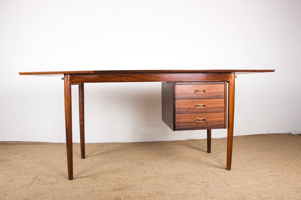 Danish Model 0S 51 Rosewood Desk with Extension and Floating Box by Arne Vodder for Sigh & Son, 1960s