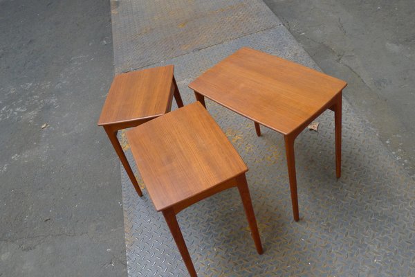 Danish Model 13 Boat-Shaped Nesting Tables in Teak, 1960s, Set of 3-VRE-977893