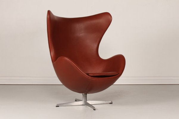 Danish Model 3316 Egg Chair in Leather by Arne Jacobsen for Fritz Hansen, 1969-QQ-1357214