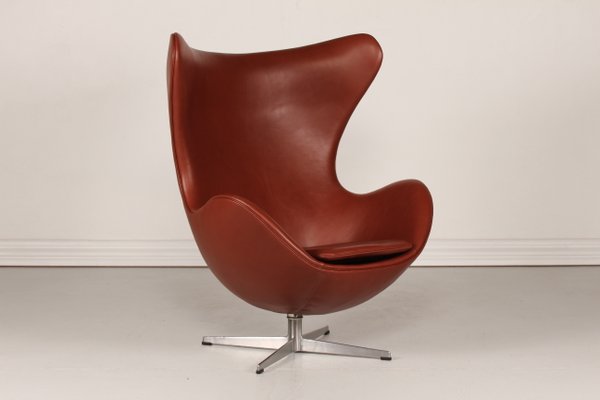 Danish Model 3316 Egg Chair in Leather by Arne Jacobsen for Fritz Hansen, 1969-QQ-1357214