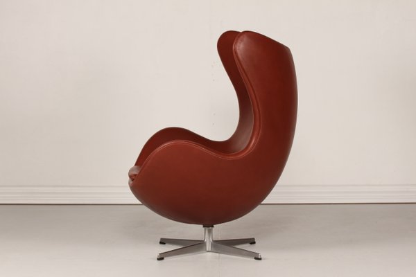 Danish Model 3316 Egg Chair in Leather by Arne Jacobsen for Fritz Hansen, 1969-QQ-1357214