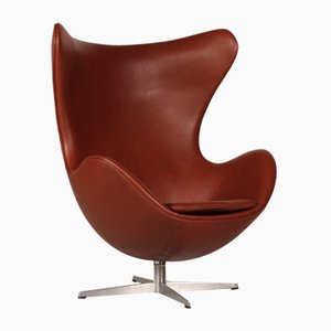 Danish Model 3316 Egg Chair in Leather by Arne Jacobsen for Fritz Hansen, 1969-QQ-1357214