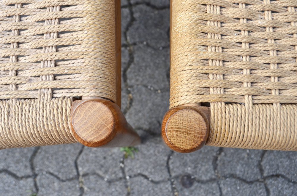 Danish Model 75 Oak Dining Papercord Chair for J.L. Møllers by Niels Otto (N. O.) Møller, 1970s, Set of 4