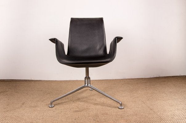 Danish Model Fk 6725 Armchair in Black Leather and Chromed Steel by Preben Fabricius and Jørgen Kastholm for Walter Knoll, 2000s-EMB-1759559