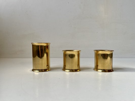 Danish Modern 24 Carat Gold Plated Chimney Candleholders, 1980s, Set of 3-LCR-1749088