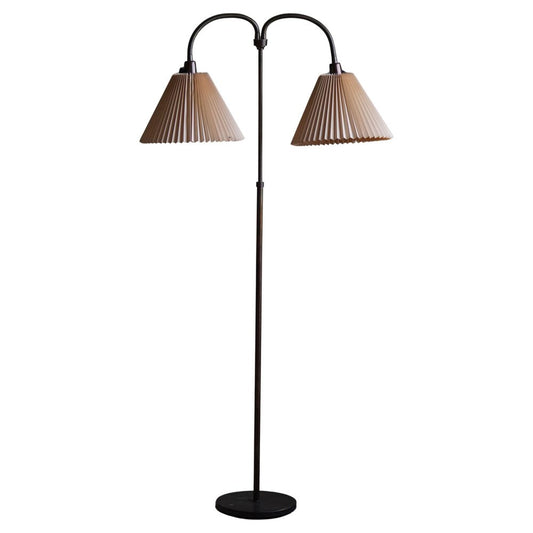 Danish Modern Adjustable Swing Arm Floor Lamp in Brass, 1950s