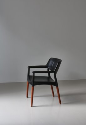 Danish Modern Armchairs in Teakwood & Leather attributed to Larsen & Bender Madsen, 1950s, Set of 2-WRF-1733733