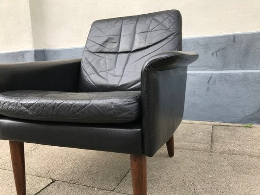 Danish Modern Black Leather Lounge Chair by Hans Olsen for CS Mobelfabrik, 1960s-LCR-743216