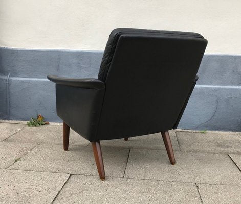 Danish Modern Black Leather Lounge Chair by Hans Olsen for CS Mobelfabrik, 1960s-LCR-743216