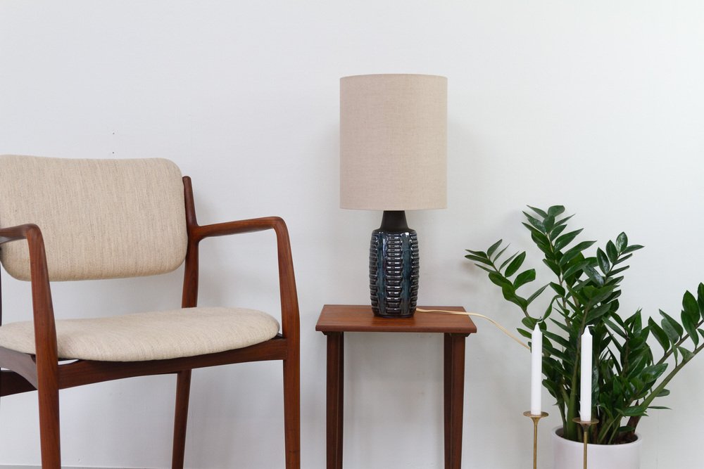 Danish Modern Blue Ceramic Table Lamp by Einar Johansen for Søholm, 1960s