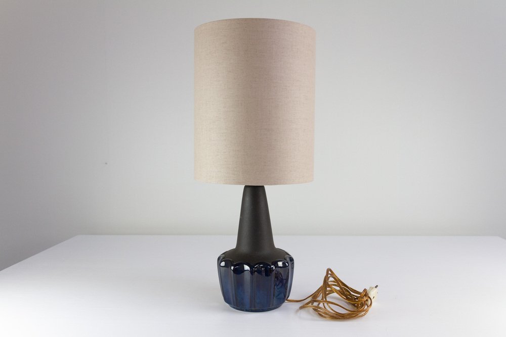 Danish Modern Blue Ceramic Table Lamp by Einar Johansen for Søholm, 1960s