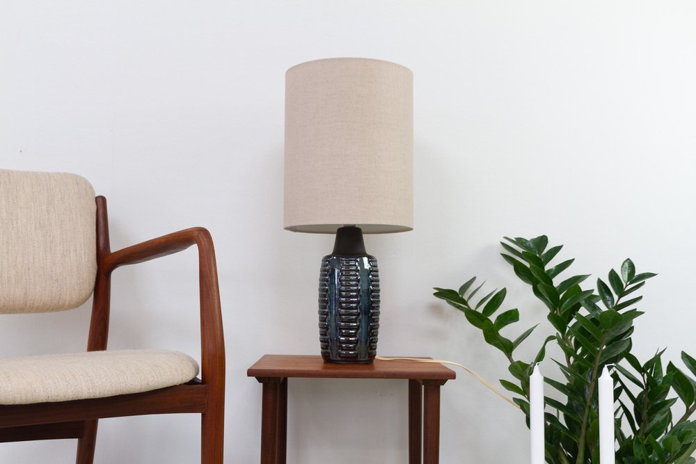 Danish Modern Blue Ceramic Table Lamp by Einar Johansen for Søholm, 1960s