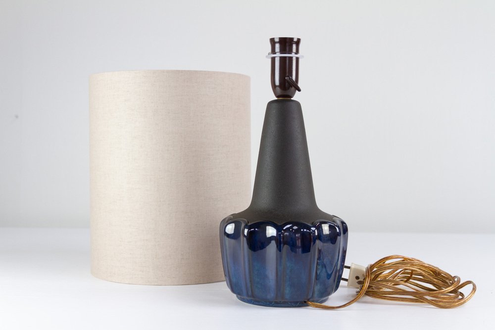 Danish Modern Blue Ceramic Table Lamp by Einar Johansen for Søholm, 1960s