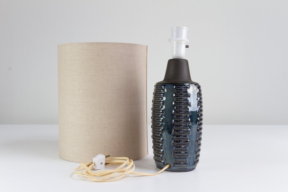 Danish Modern Blue Ceramic Table Lamp by Einar Johansen for Søholm, 1960s