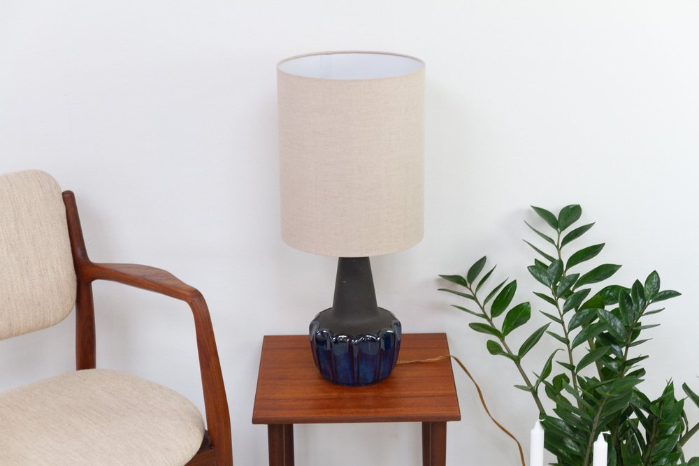 Danish Modern Blue Ceramic Table Lamp by Einar Johansen for Søholm, 1960s