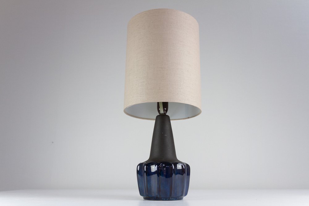 Danish Modern Blue Ceramic Table Lamp by Einar Johansen for Søholm, 1960s