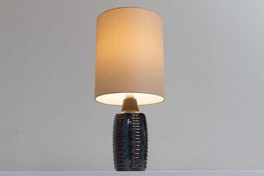 Danish Modern Blue Ceramic Table Lamp by Einar Johansen for Søholm, 1960s