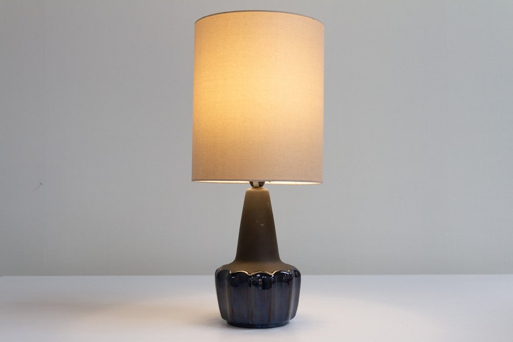 Danish Modern Blue Ceramic Table Lamp by Einar Johansen for Søholm, 1960s