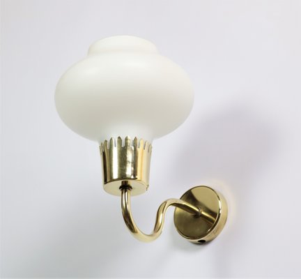 Danish Modern Brass and Opaline Glass Sconces by Acton Bjorn, 1950s, Set of 3-WRF-619952