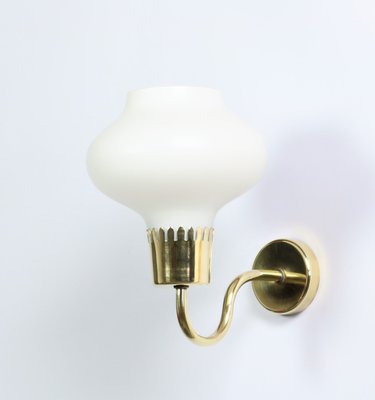 Danish Modern Brass and Opaline Glass Sconces by Acton Bjorn, 1950s, Set of 3-WRF-619952