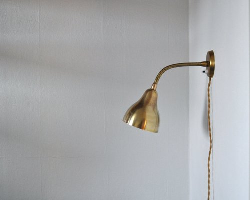 Danish Modern Brass Wall Lamp in the Style of Vilhelm Lauritzen, 1960s-HPQ-1228754