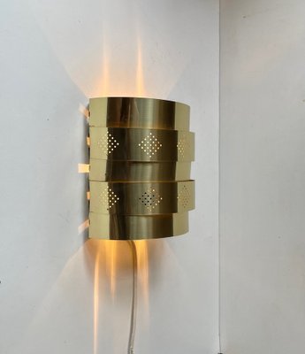 Danish Modern Brass Wall Sconce by Werner Schou for Coronell, 1970s-LCR-1409603